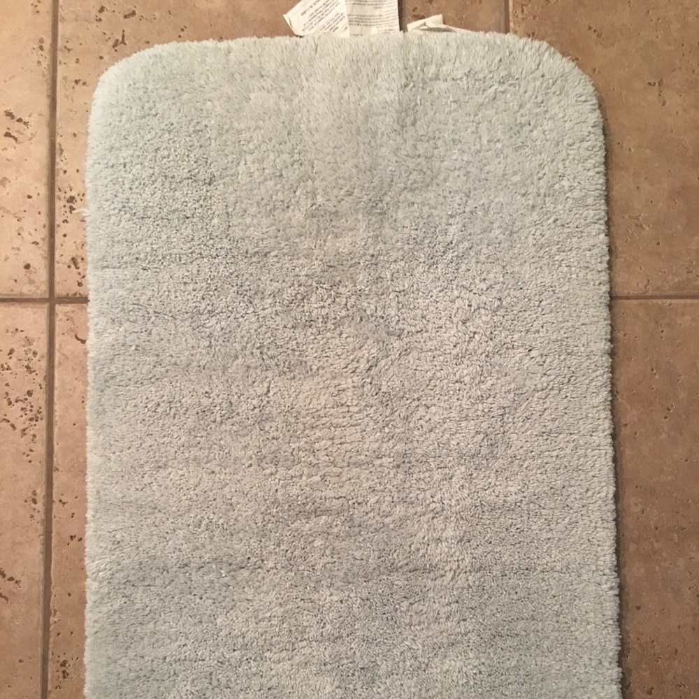 Light Blue Plush Memory Foam Bath Mat